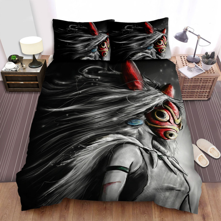 Princess Mononoke Red Mask Bed Sheets Spread Comforter Duvet Cover Bedding Sets
