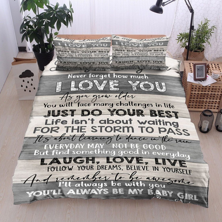 Personalized Dad To Daughter I Always Be With You Laugh Love Live Cotton Bed Sheets Spread Comforter Duvet Cover Bedding Sets