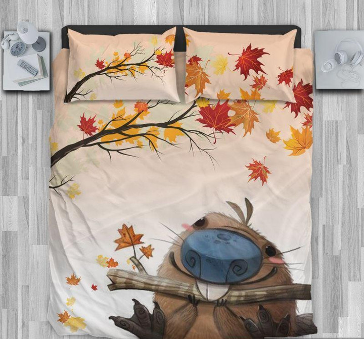 Beaver Under Maple Tree Bed Sheets Spread Comforter Duvet Cover Bedding Sets