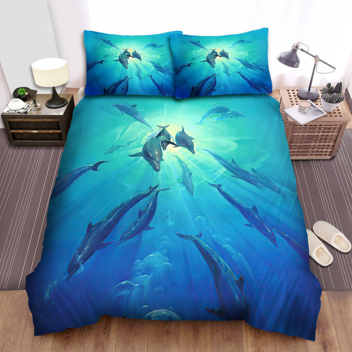 The Wild Animal - The Dolphin Swimming Quickly Bed Sheets Spread Duvet Cover Bedding Sets
