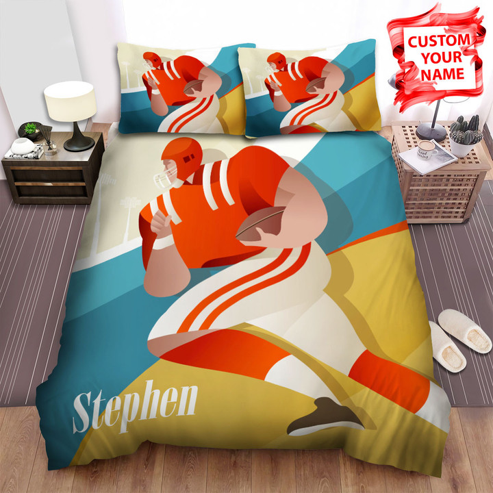 American Football Player Illustration Bed Sheets Spread Comforter Duvet Cover Bedding Sets