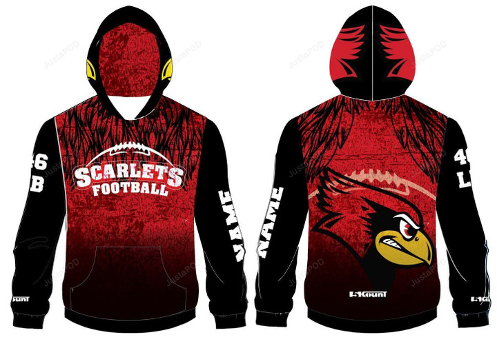 Scarlets Football Sublimated 3D All Over Print Hoodie, Zip-up Hoodie