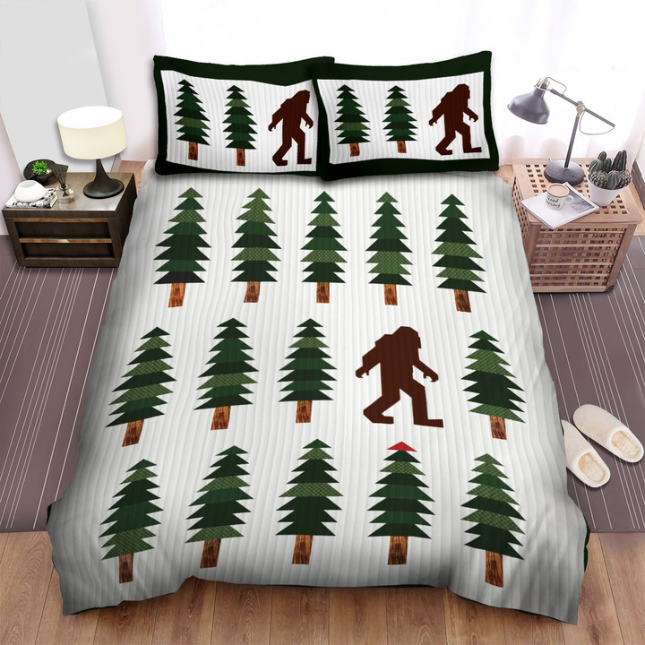 Bigfoot And Pine Tree Pattern Bed Sheets Spread Duvet Cover Bedding Sets