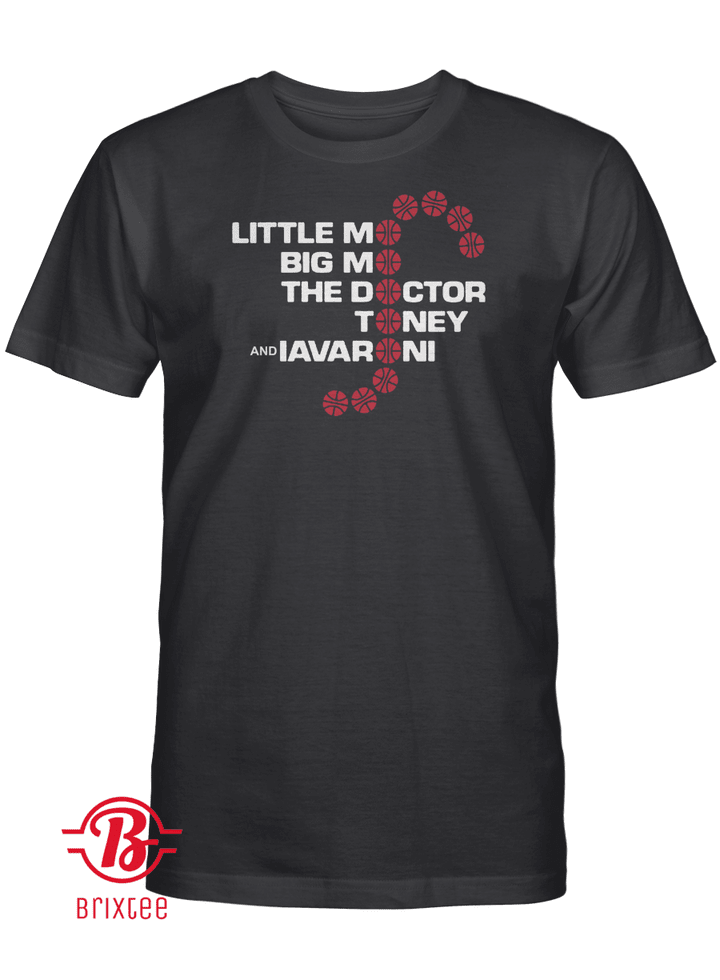 Little Mo Big Mo The Doctor Toney Marc Iavaroni T-Shirt - 1983 SIXERS STARTING FIVE Shirt Black