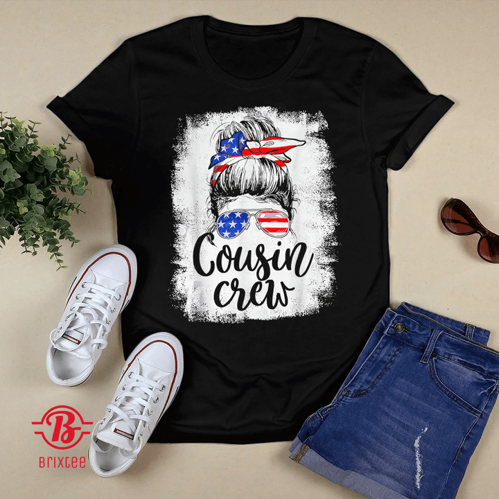 Cousin Crew American Girl 4th of July Messy Bun Patriotic T-Shirt and Hoodie