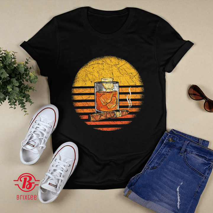 Sunset Retro Cigars With Whisky T-shirt + Hoodie