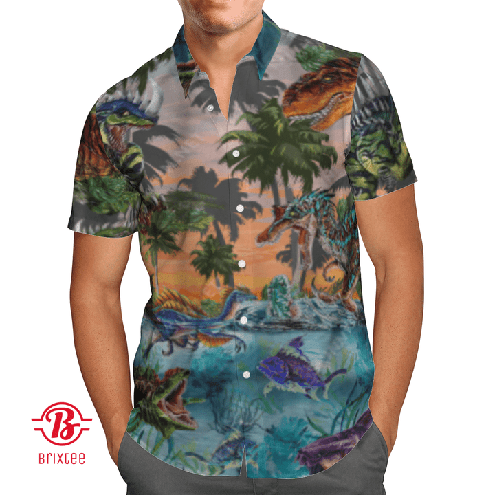 Always Be Dinosaur Button Up Short-Sleeve Shirt