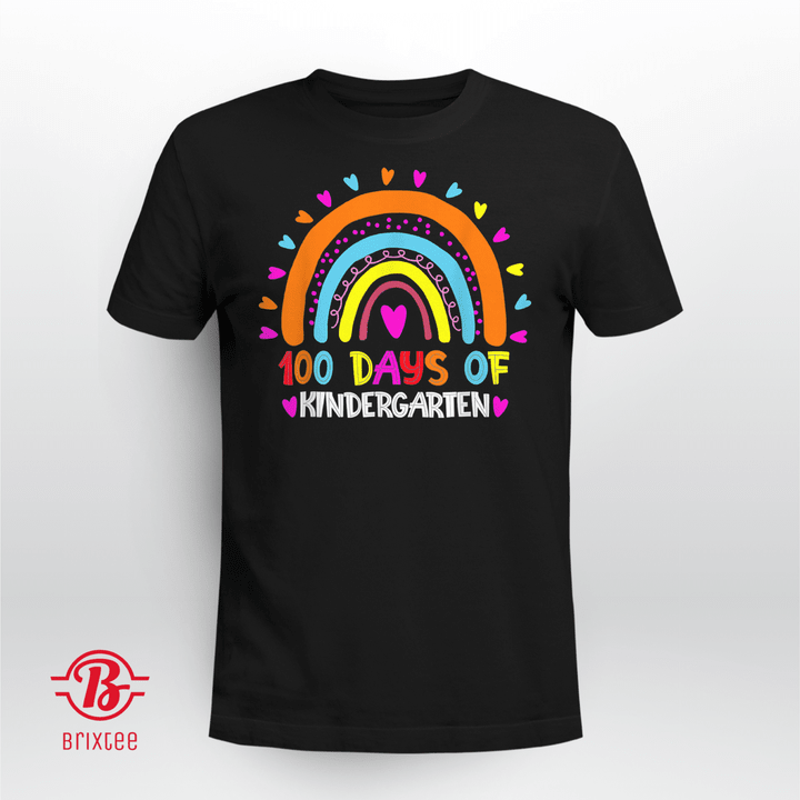 100 Days Of Kindergarten School Teacher Smarter Rainbow T-Shirt