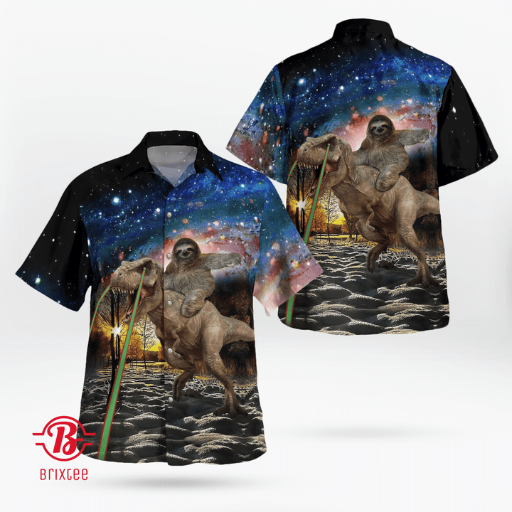 Sloth Riding Dinosaur Hawaiian Shirt