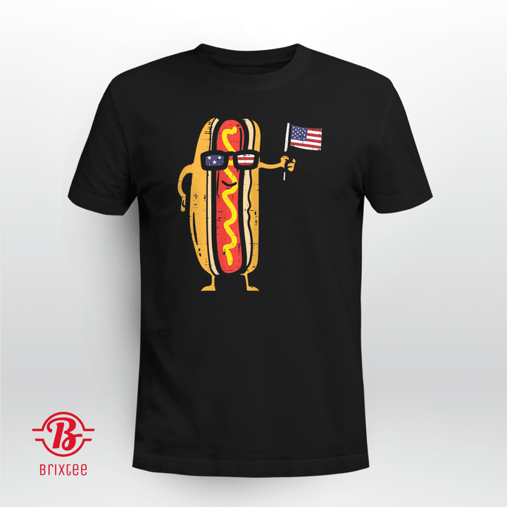 Hotdog Sunglasses American Flag USA Funny 4th Of July Fourth T-Shirt and Hoodie