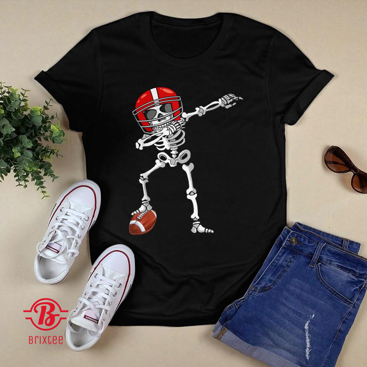 Halloween Football Dabbing Skeleton Football Player T-Shirt