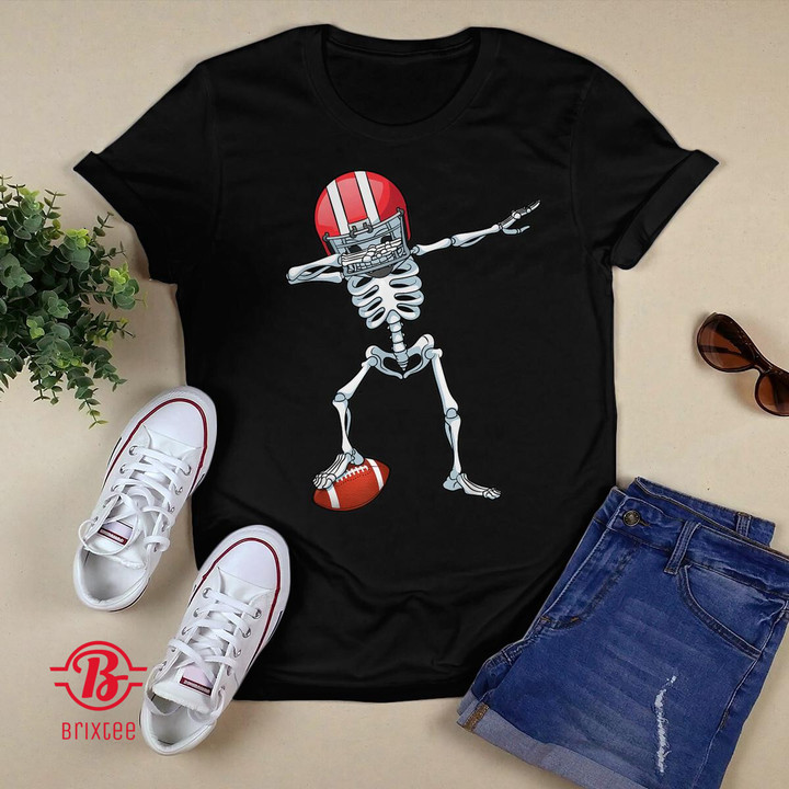 Halloween Dabbing Skeleton Football Player T-Shirt
