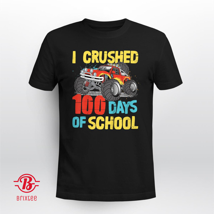 Kids 100 Days Of School For Toddler Boys Kids Monster Truck T-Shirt