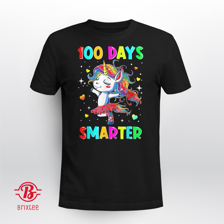 Happy 100th Day Of School Unicorn Kid Girls 100 Days Smarter T-Shirt