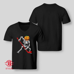 Skeleton Hockey Halloween Pumpkin