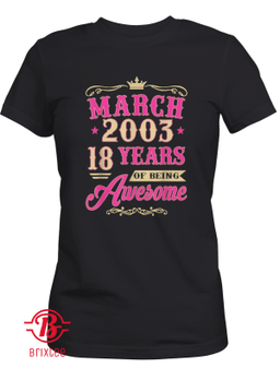 Vintage March 2003 18th Birthday Gift Being Awesome Tee