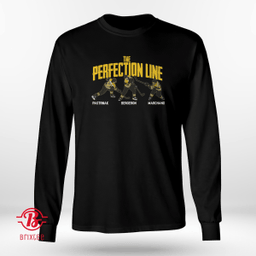 David Pastrnak, Brad Marchand, and Patrice Bergeron The Perfection Line - Boston Bruins