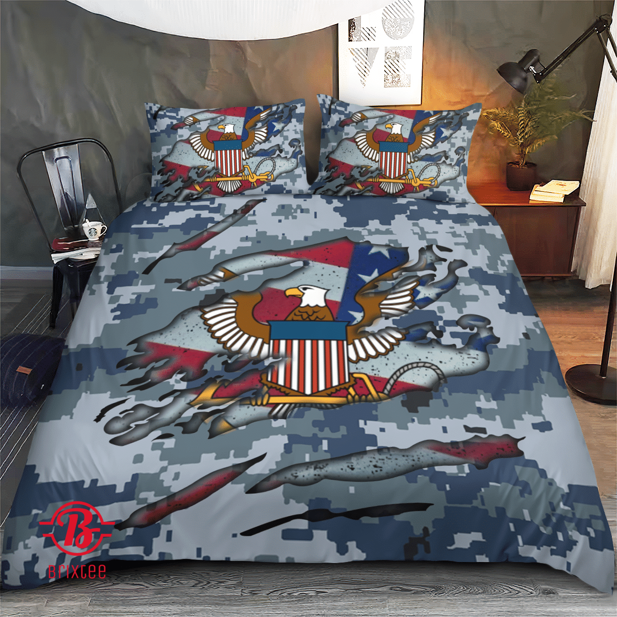 Navy camo bedding set