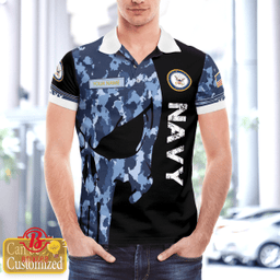 US Navy Skull Polo Shirt Personalized Name