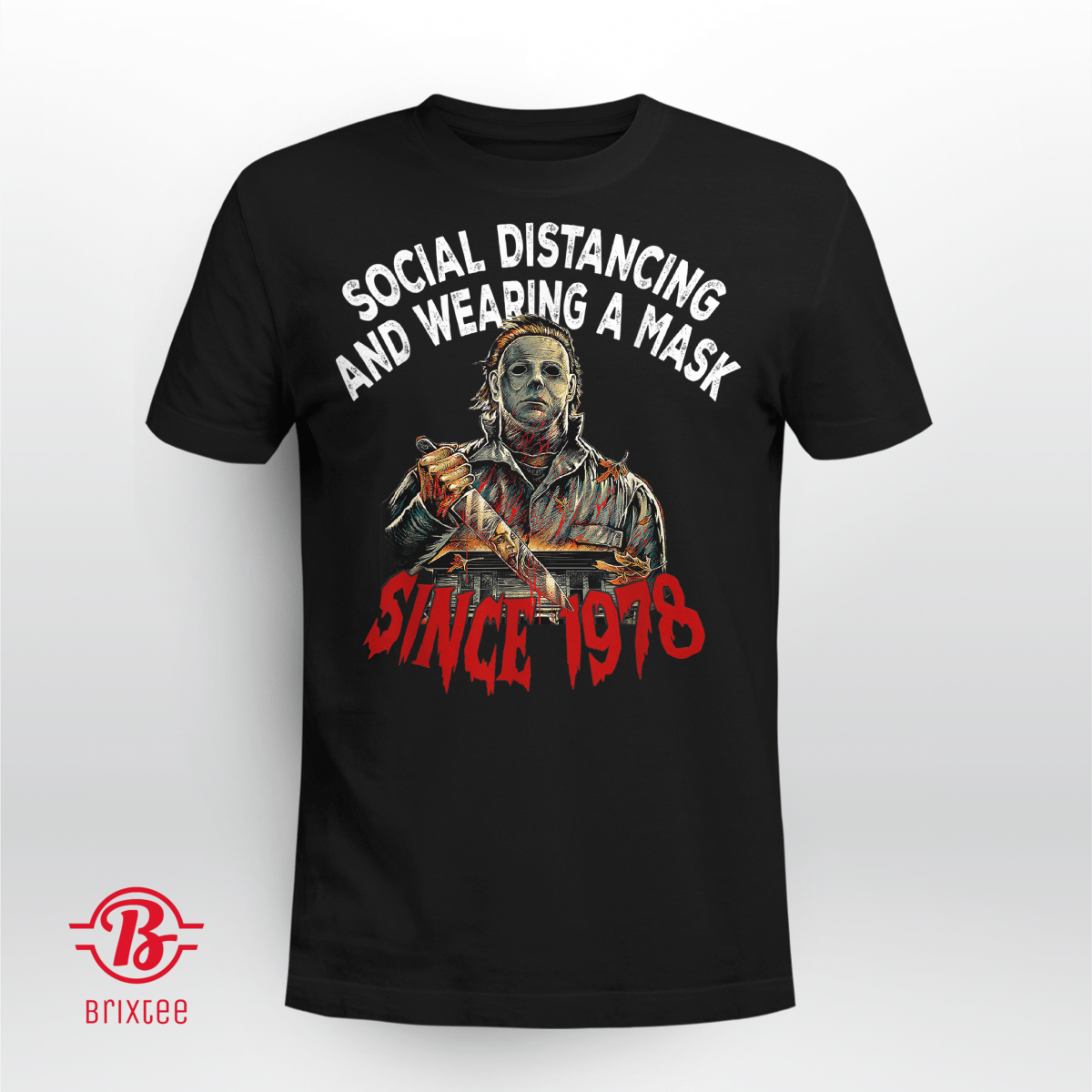 BSocial Distancing & Wearing A Horror Halloween Mask