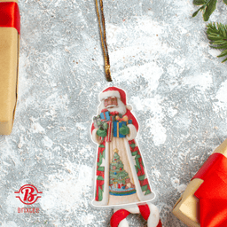 Jim Shore Black Santa With Gifts Ornament Mica - Wooden Ornament