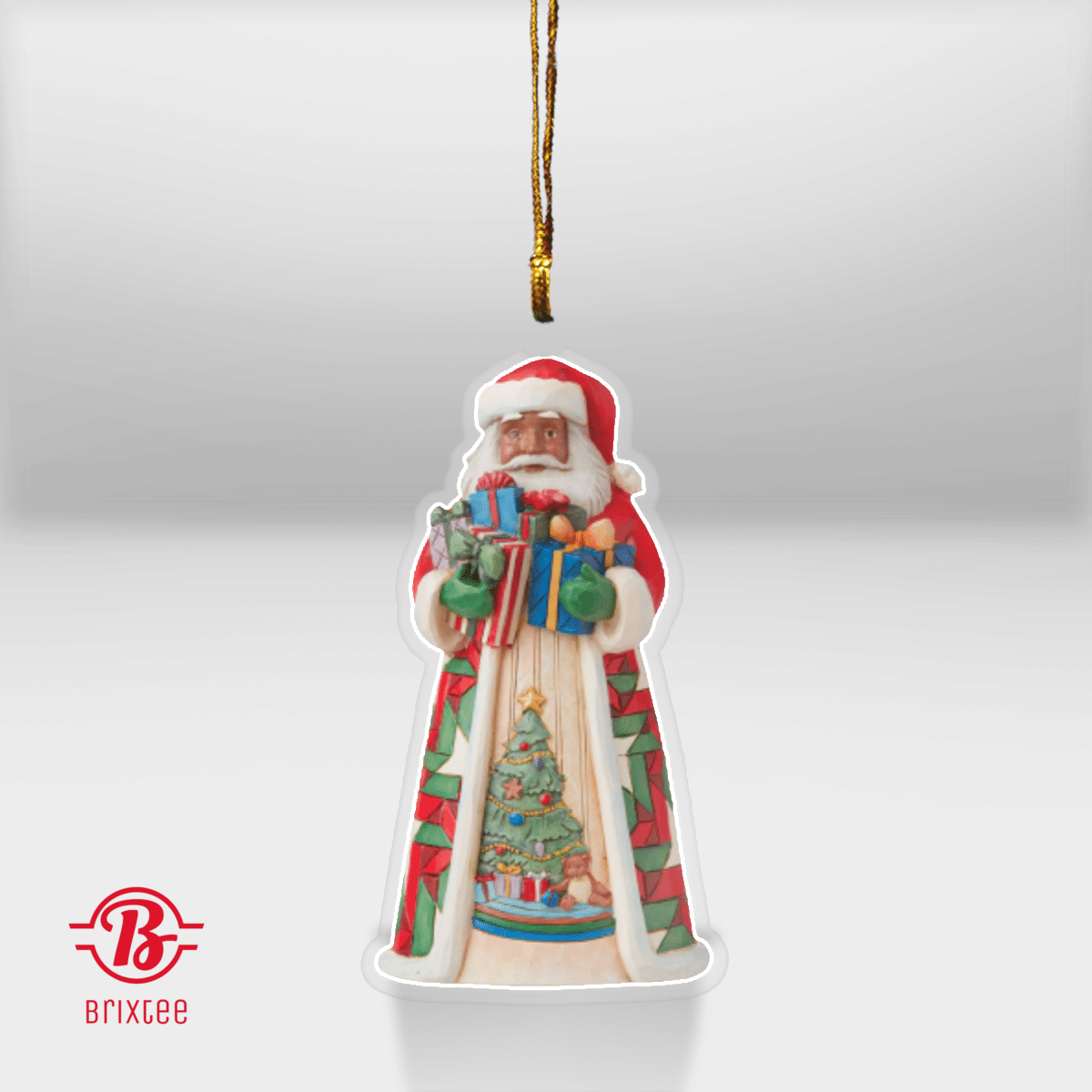 Jim Shore Black Santa With Gifts Ornament Mica - Wooden Ornament