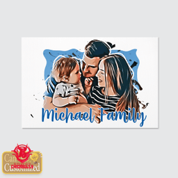 Custom happy family image and name with Painting effect - Style 2