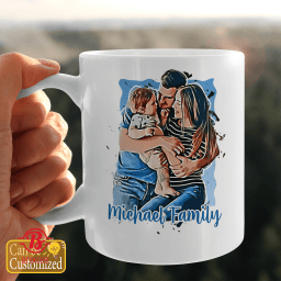 Custom happy family image and name with Painting effect - Style 2