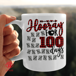 Buffalo Plaid Happy 100th Day of School Hooray for 100 Days