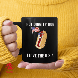 Hot Diggity Dog I Love USA - Funny Fourth of July