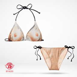 Kylie Jenner Nipple Bikini Set. Bikini top with nude body trompe l'œil print.