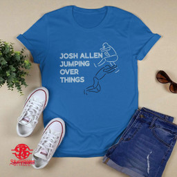Josh Allen Jumping Over Things Neon Hurdle T-Shirt - Buffalo Bills