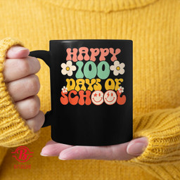 Happy 100th Day Of School Teacher Kids Retro Groovy 100 Days