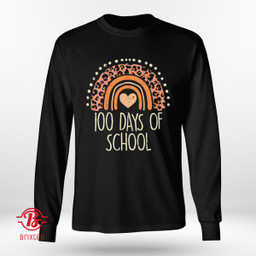 Peach Leopard Rainbow 100 Days School Cute 100th Day Teacher