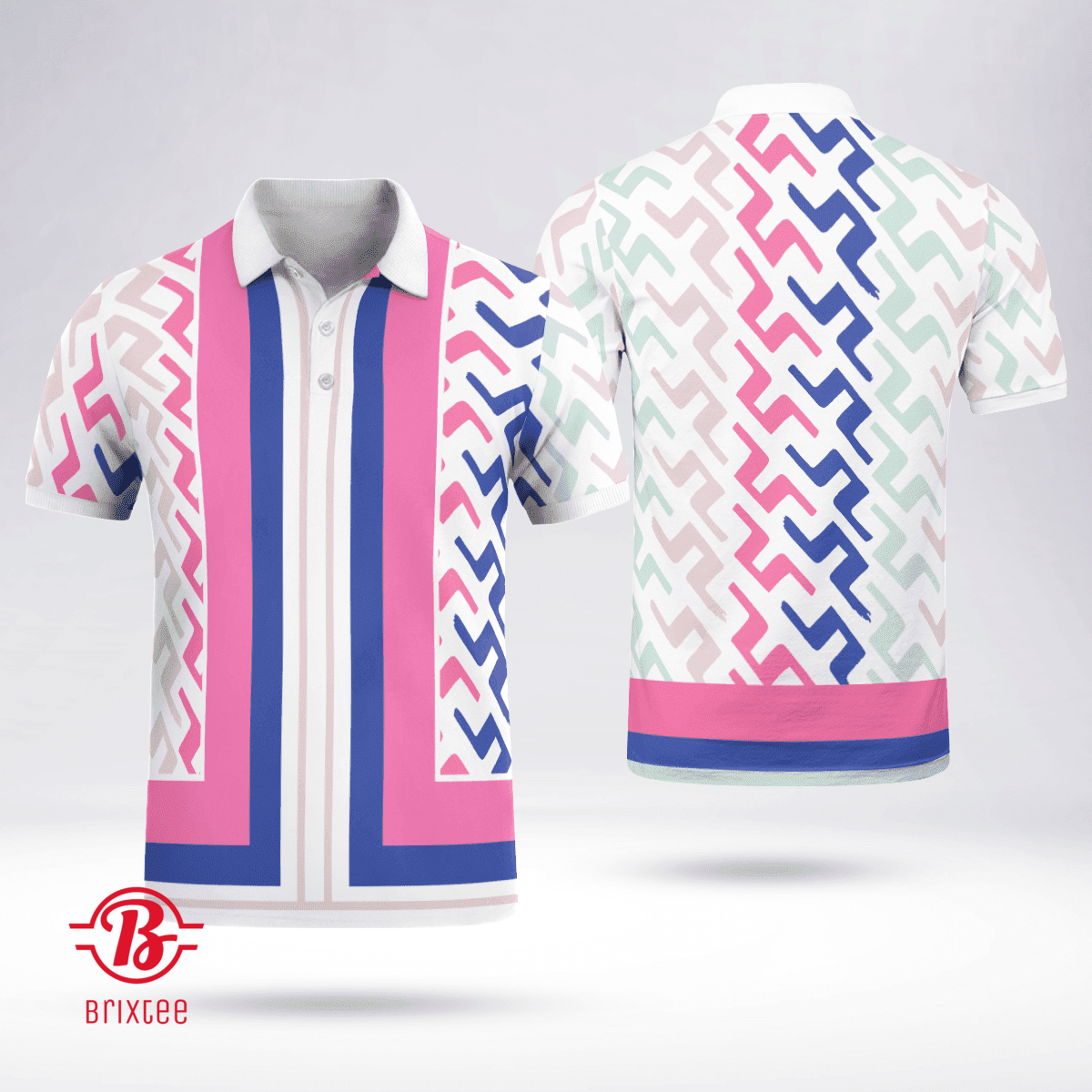 Viktor Hovland J.Lindeberg Golf Polo Shirt - Special Tour Tech Print - Pink