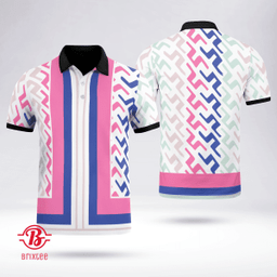 Viktor Hovland J.Lindeberg Golf Polo Shirt - Special Tour Tech Print - Pink