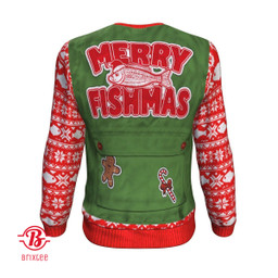 Merry Fishmas Fishing Ugly Christmas Crewneck Sweater