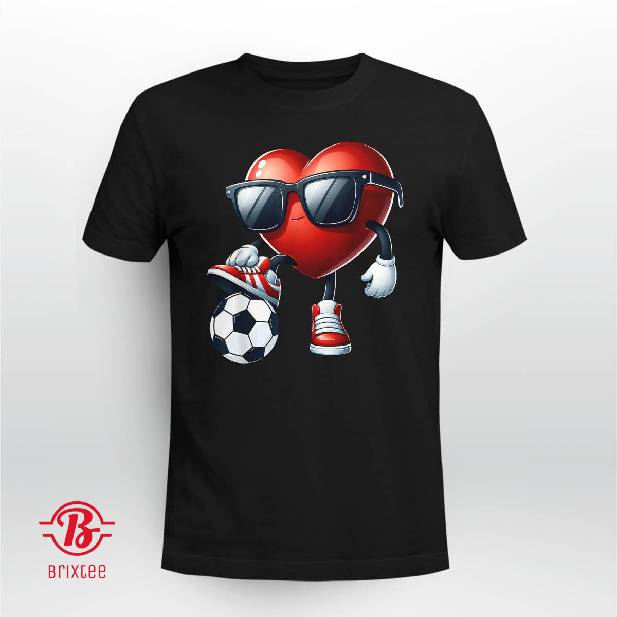 Funny Heart Playing Soccer Valentines Day Mens Boys Kids