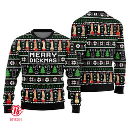 Merry Dickmas Inappropriate Men's Ugly Christmas Sweater Black