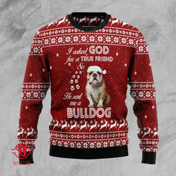 Bulldog True Friend Ugly Christmas Sweater Christmas gift for Dog lover