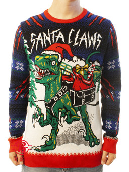 Santa Claws ride Dino and Gift