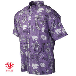 K State College Purple Hawaiian Shirt Vintage Floral