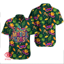 Palm Wave Mardi Gras Mask Hawaiian Shirt AlohaShirt Shirt