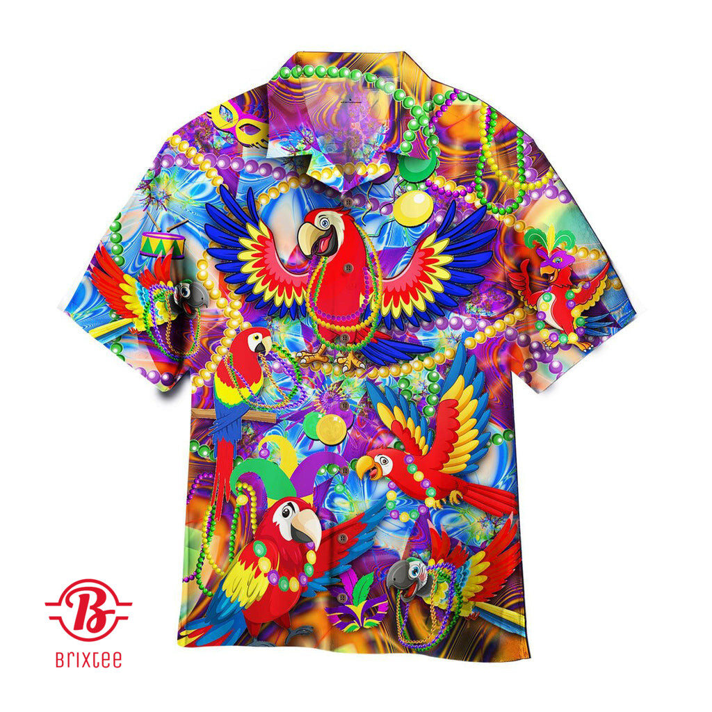 Mardi Gras Parrot Hawaiian Shirt Aloha