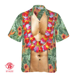 Funny Abs Aloha Tropical Flowers Costume Men