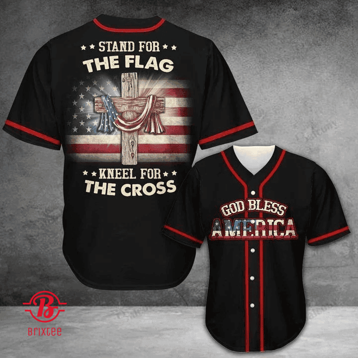 Jesus - Stand For The Flag And Kneel For The Cross Baseball Jersey