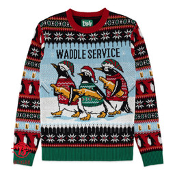Waddle Service Penguin Ugly Christmas Sweater