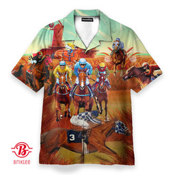 Horses Racing On Pasture Hawaiian Shirt