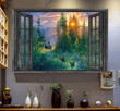 Bear 3D Window View Canvas Painting Art 3D Window View Fall In Love With Black Bear Forest Framed Prints, Canvas Paintings Framed Matte Canvas 8x10