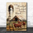Inspirational & Motivational Wall Art Housewarming Gift So Very Thankful - Red Angus Cow Canvas Print Farmhouse Decor